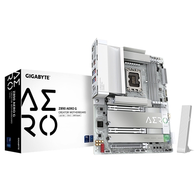 Gigabyte Z890 AERO G Intel 1851 Socket Motherboard, ATX, 4x DDR5 Slots, 5x M.2 Sockets, Fitted I/O Shield, 2x 2.5GbE LAN, Wi-Fi 7, 1x DisplayPort / 1x USB-C (USB4)