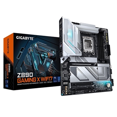 Gigabyte Z890 GAMING X WIFI7 Intel 1851 Socket Motherboard, ATX, 4x DDR5 Slots, 4x M.2 Sockets, Fitted I/O Shield, 2.5GbE LAN, Wi-Fi 7, 1x DisplayPort / 1x HDMI Port / 1x USB-C (USB4)
