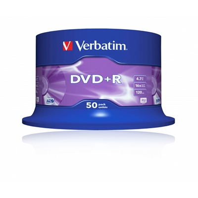 Verbatim DVD+R 16X 4.7GB 50 Pack Spindle Matt Silver