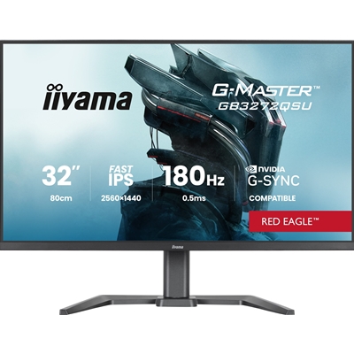 iiyama G-Master Red Eagle gaming monitor GB3272QSU-B1 32" Black, 2560 x 1440, 0.5ms, 180hz, Nvidia G-Sync, HDMI, DisplayPort, Height Adjustable, PIP and PBP