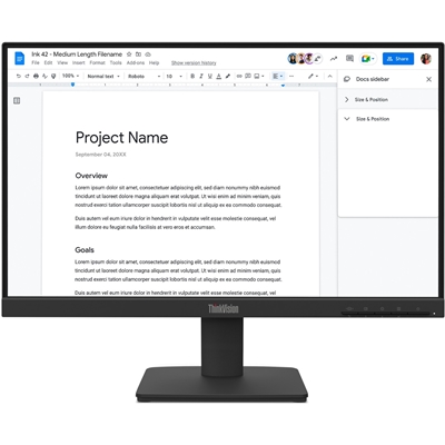 Lenovo ThinkVision S22-4e, Full HD (1920 x 1080), 100Hz, 4ms, 16:9, IPS, WLED Monitor, HDMI, VGA, Tilt Adjustable, 3 Year Warranty