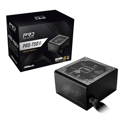 ASRock PRO-750G 750W ATX Power Supply Unit, 80 Plus Gold Certified, 120mm Silent Cooling Fan, High Efficiency PSU