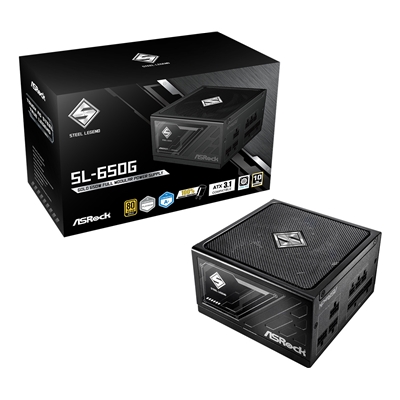 ASRock Steel Legend SL-650G 650W ATX Power Supply Unit, 80 Plus Gold Certified, 120mm Silent Cooling Fan, High Efficiency PSU