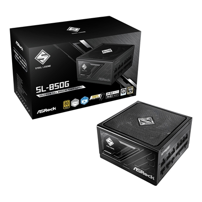 ASRock Steel Legend SL-850G 850W ATX Power Supply Unit, 80 Plus Gold Certified, 120mm Silent Cooling Fan, High Efficiency PSU