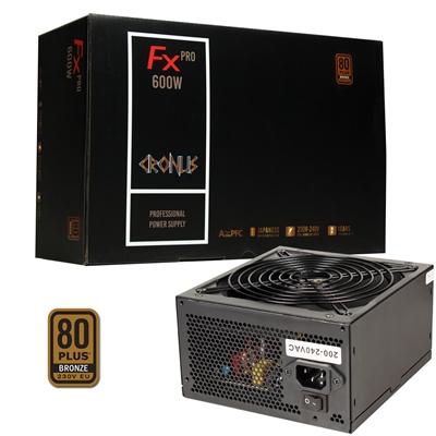 CRONUS 600ATV FX PRO 600W PSU, 140mm Silent Cooling Fan, 80 PLUS Bronze, Non Modular, Flat Black Cables, Supreme Performance