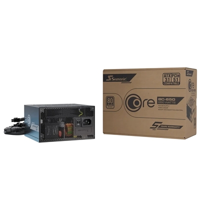 Seasonic CORE BC 650W 80 PLUS Bronze ATX 3.1 Modular PSU with 120mm Fan, Braided Cables & 5 Year Warranty, Black