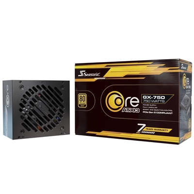 Seasonic CORE GX ATX 3.1 (SRP-CGX751-A5A32SF) 750W PSU, 120mm Fan, 80 PLUS Gold, Fully Modular, Individual Black Cables with Braided Pattern, 7 Years Warranty - BLACK