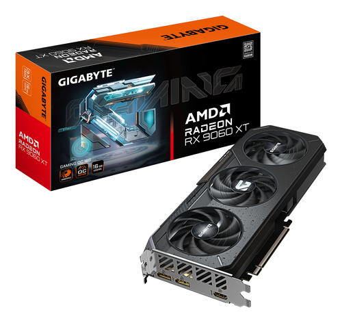 Gigabyte AMD Radeon RX 9060 XT GAMING OC 16GB GDDR6 Graphics Card, 2048 Streams, 3320 MHz Boost Clock, Triple Fan, RGB, 2x DisplayPorts / 1x HDMI Port