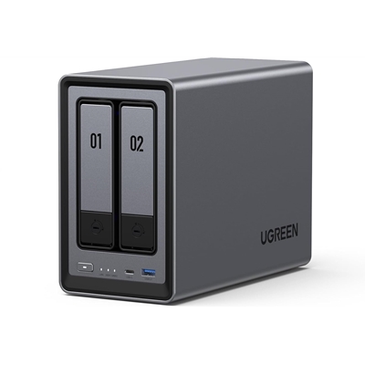 UGREEN NASync (DXP2800), 2-Bay NAS with Intel N100 Quad-Core CPU (Up to 3.4GHz) 8GB DDR5, 2x M.2 PCIe Slots, 2.5GbE Port (Diskless)